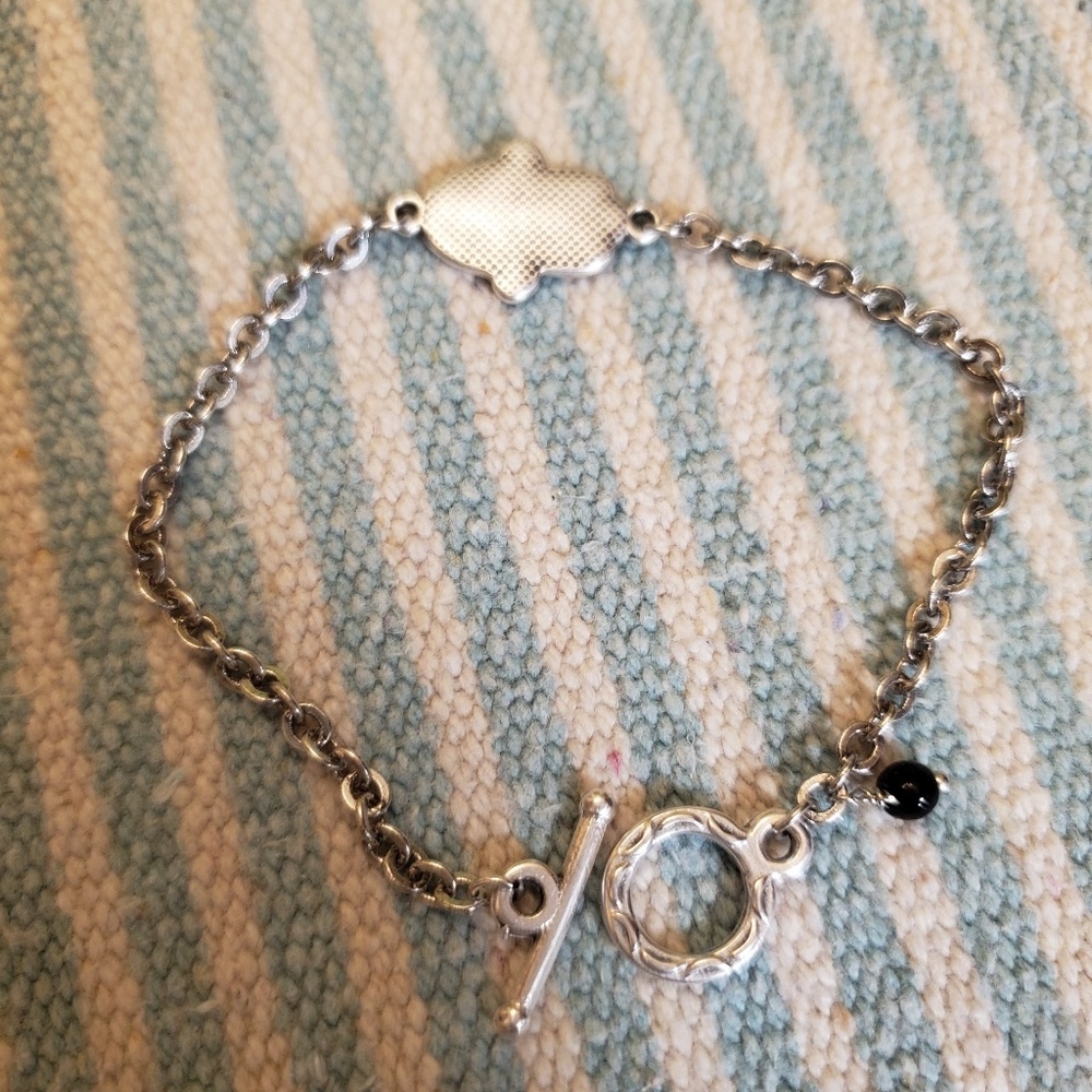 Silver Plate Hamsa Hand Bracelet - Picture 2 of 3